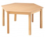 Šestistranný stôl o průměru 120 cm, voliteľná farba dekoru dosky, | výška 40 cm, výška 46 cm, výška 52 cm, výška 58 cm, výška 64 cm, výška 70 cm, výška 76 cm